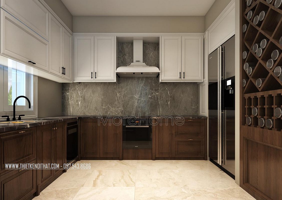 Thiết kế nội thất phòng bếp biệt thự Vinhomes Riverside Long Biên Hà Nội